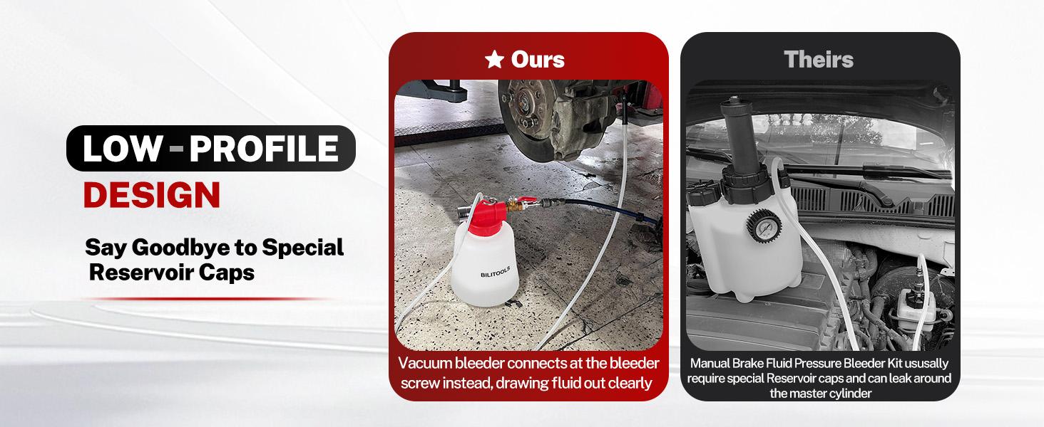 1L Brake Bleeder Vacuum Pump Kit Air Compressor, Universal One Person Pneumatic Brake System Clutch Fluid Bleeding Extractor Tool with Adapters