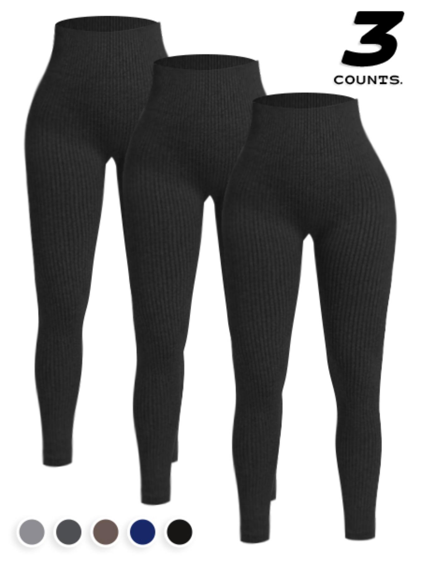 3pcs Women's Seamless Soft Athletic Stretchable Yoga Pants, High Waisted Ribbed Fitness Leggings, Perfect for Running, Cycling, and Gym Use, Comfortable Sportswear