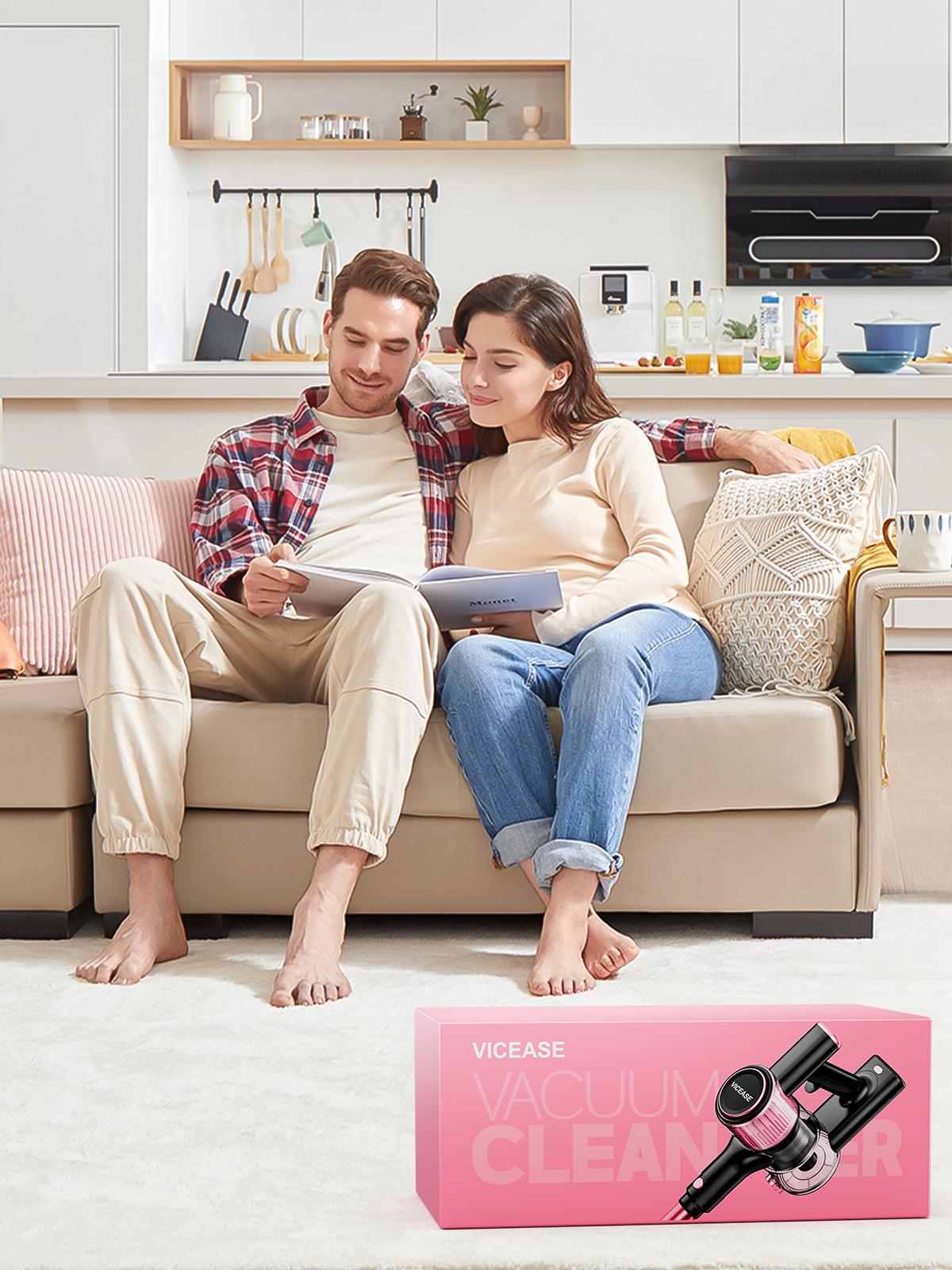 VICEASE Cordless Vacuum Cleaner, 450W 33Kpa, LED Display, Green LED, Anti-Tangle & 1.5L Dust Cup, Gift Box, 8-in-1 Vacuum for Hardwood Floor/Carpet/Pet Hair/Car/Gift