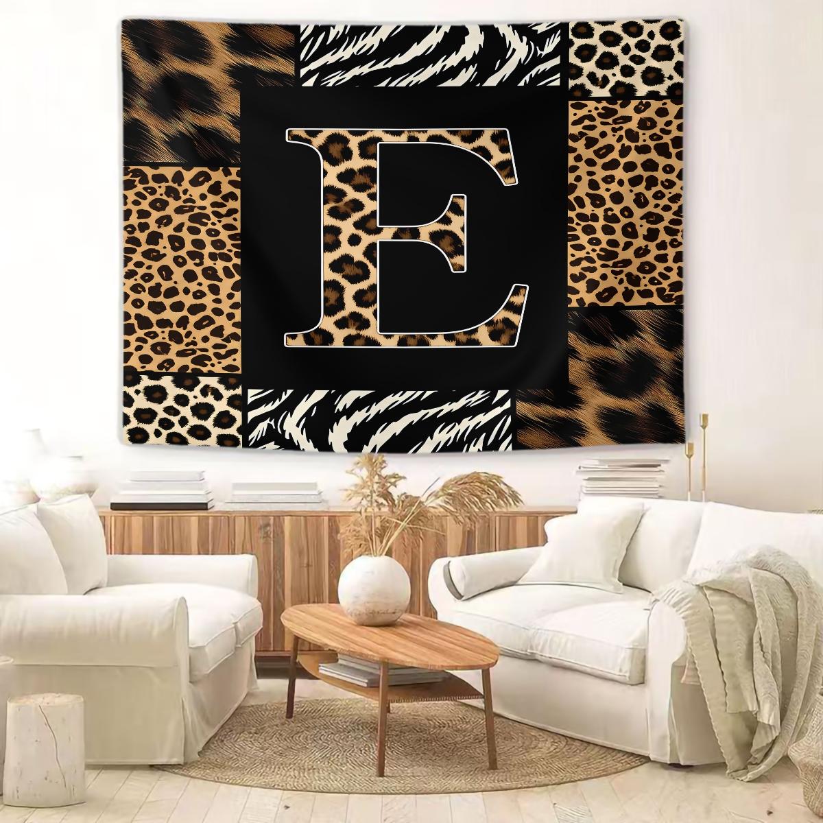 Animal Print Monogram Wall Tapestry, Leopard Zebra Tiger Initial Wall Hanging for Bedroom Dorm, Home Decor Gift for Animal Lovers Animal Print Monogram Wall Tapestry, Leopard Zebra Tiger Initial Wall Hanging for Bedroom Dorm, Home Decor Gift for Anim