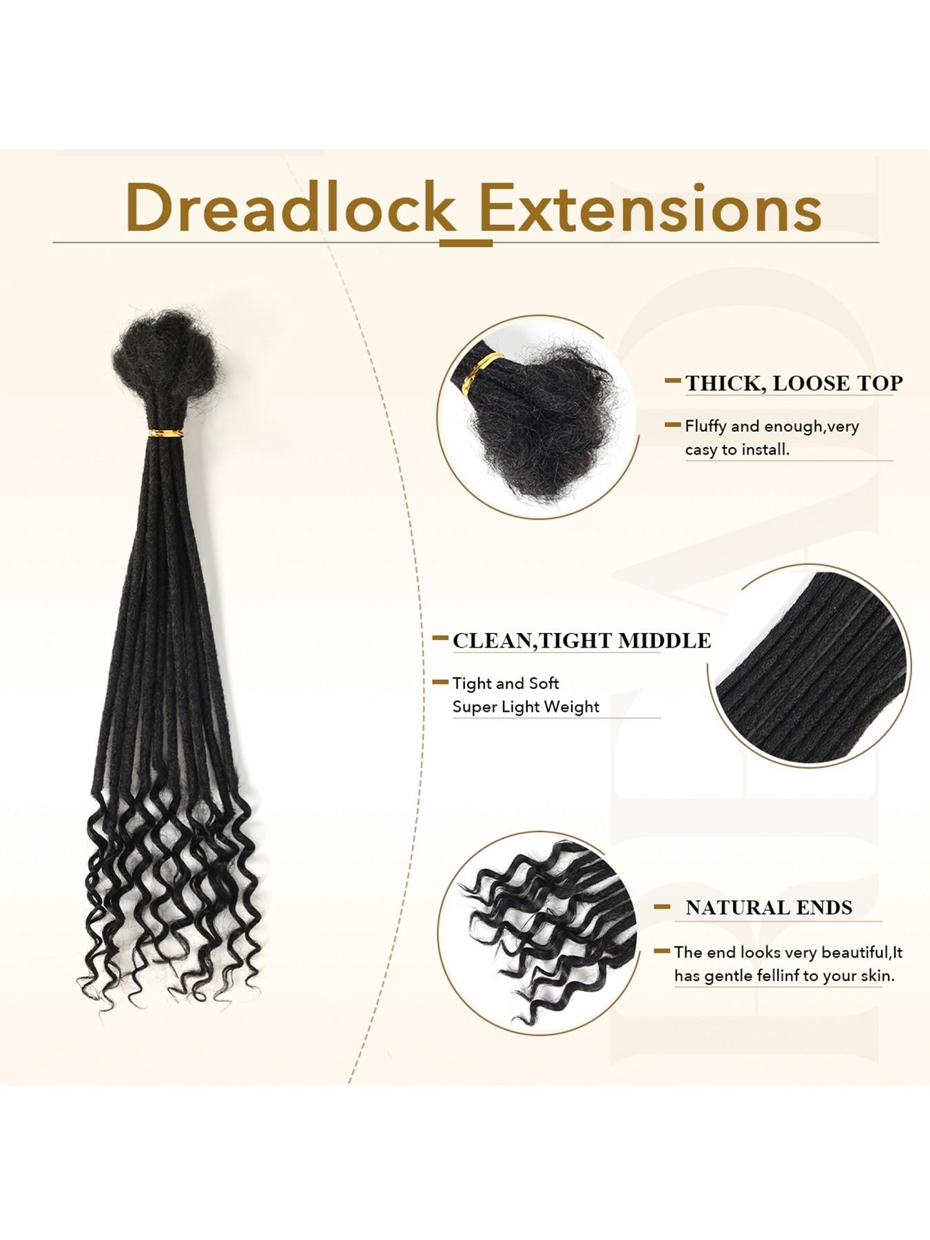 Loc Extension Human Hair 0.4cm Width 12inch 30 Strands 100% Full Handmade Permanent Dreadlock Extension Human Hair for Women/Men/Kids Can Be Dyed Bleached Curled