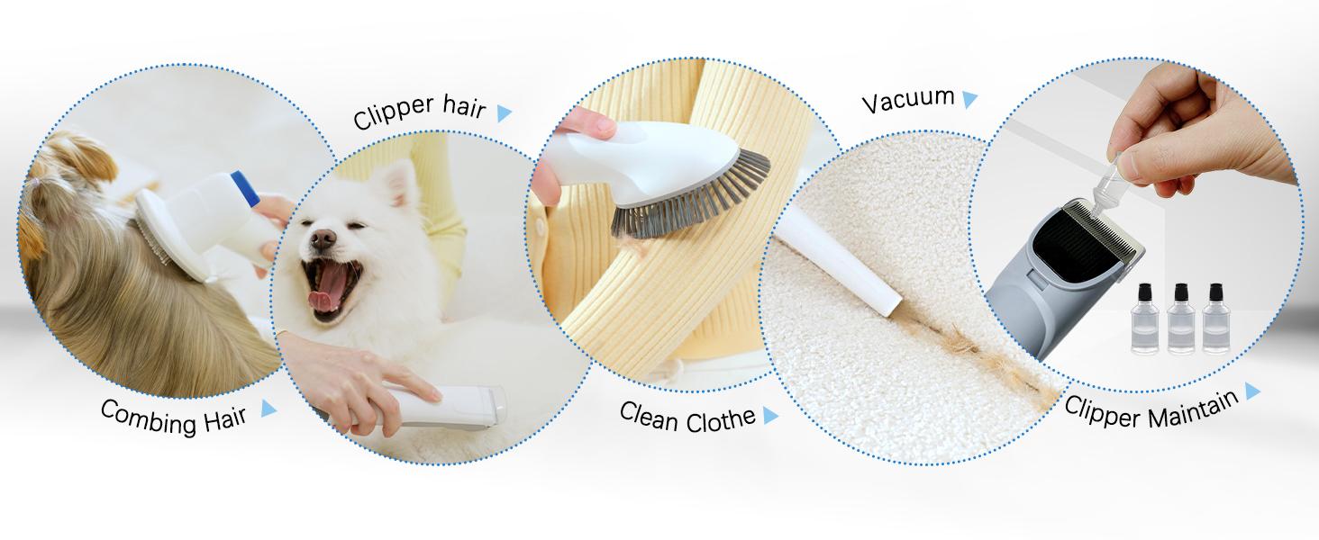 Multi-Suction Pet Grooming Kit, 2.3L, with Pet Grooming Tools for Shedding Pet Hair, New Upgrade