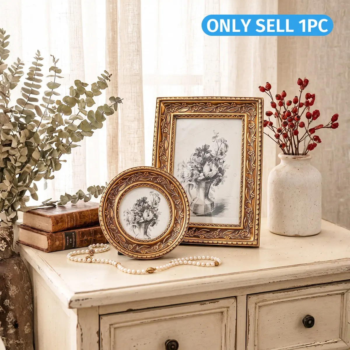 European Style Floral Resin Frame, Romantic Wedding Decor, Home Decor Frame, Hand-Painted Desktop Ornament, Baroque Art Picture Frame, Luxury Photo Stand