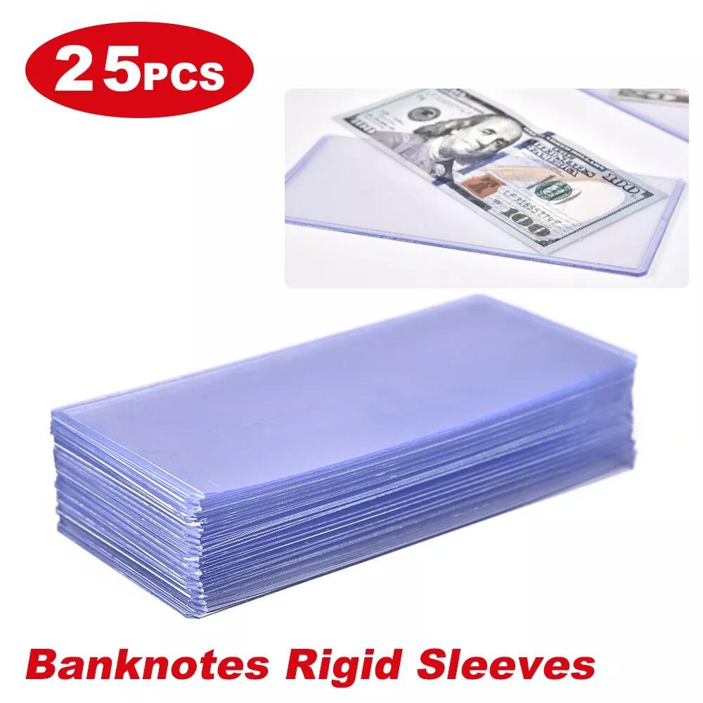 25pcs Banknotes Rigid Sleeves For Modern Size US Currency Notes Topload Holders H/P,Fit For Modern Currency Notes Topload Holders 25 Banknote Rigid Sleeves Protecto Upgraded Version
