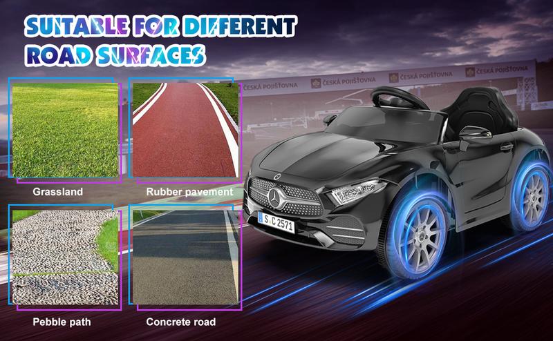 Mercedes-Benz Licensed CLS 350 12V Kids Ride On Toy Car with Parents Control Four Wheel Suspension Music LED Lights USB Power Display Volume Adjustment Gifts for Kids - Tricycle