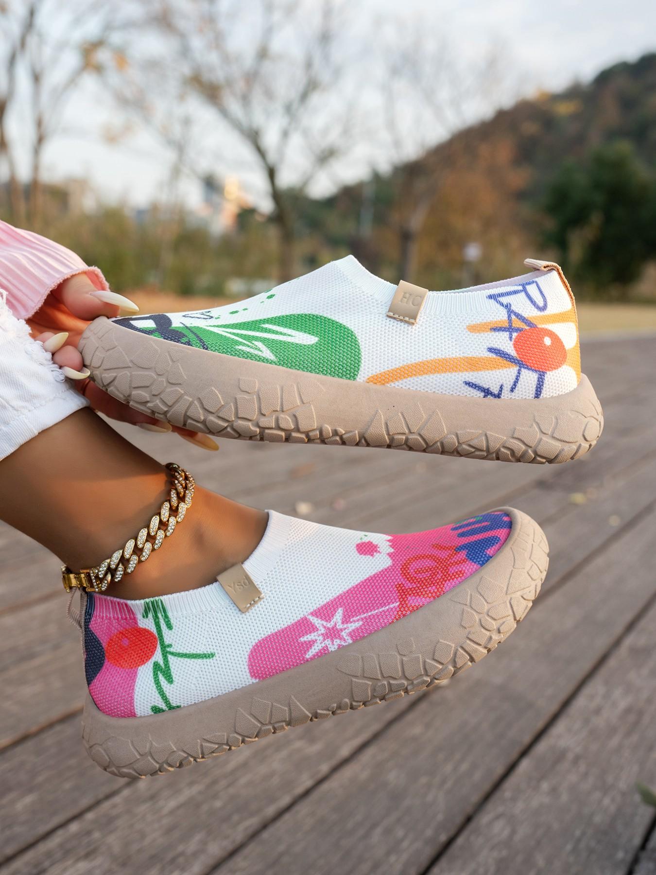 Women's Spring & Fall Breathable Slip-On Comfort Lightweight Walking Shoes, Soft Sole Casual Sports Sneakers, Lazy Style Ladies Footwear, Trendy Walking Shoes, Soft Bottom Shoes