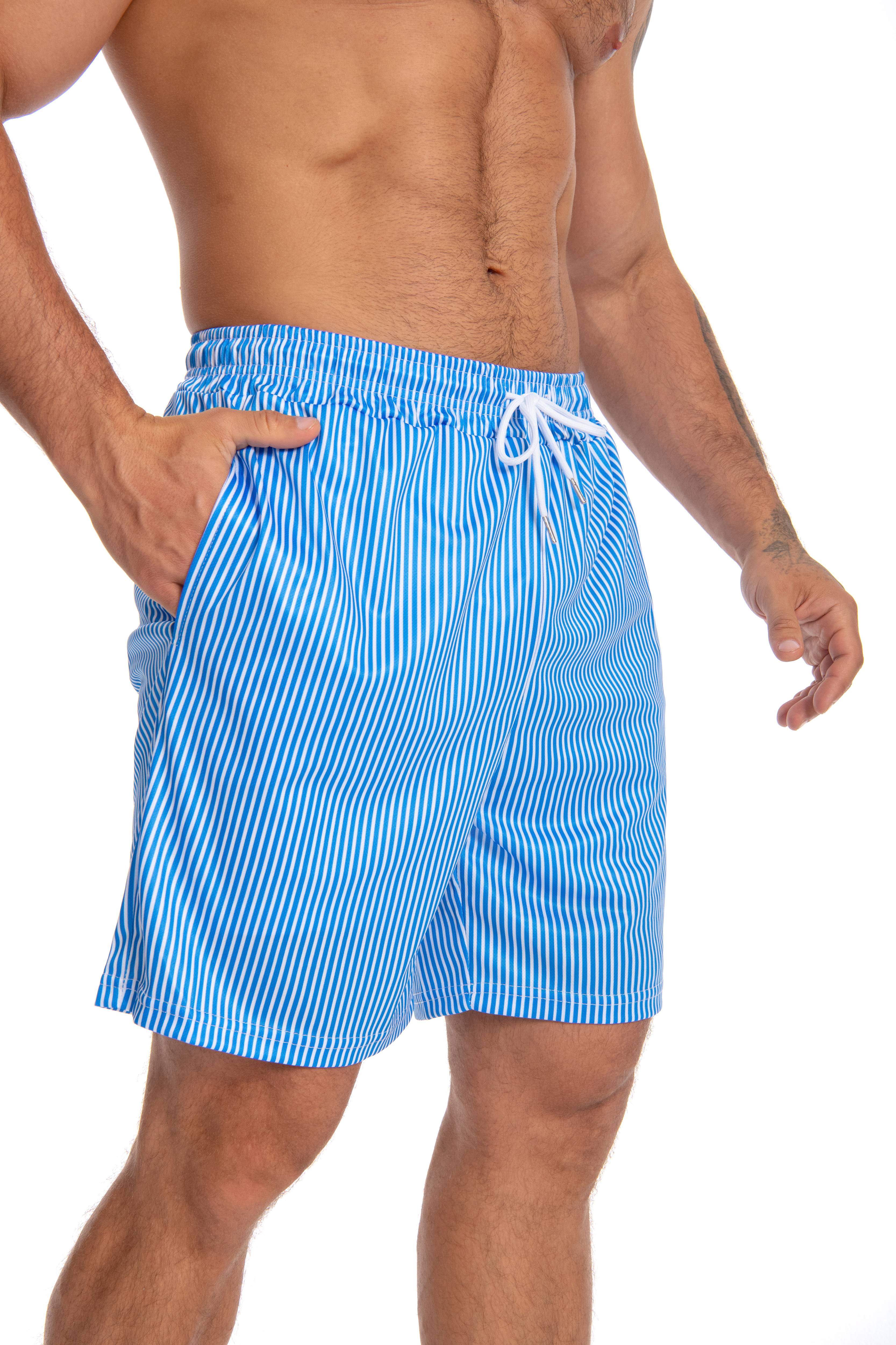 JUNBAOSS Mens Swim Trunks with Compression Stretch Beach Shorts Quick Dry with Pockets No-Chafing Board Shorts, Breathable Fit Hawaii Beach Shorts Swimwear Bathing Suits