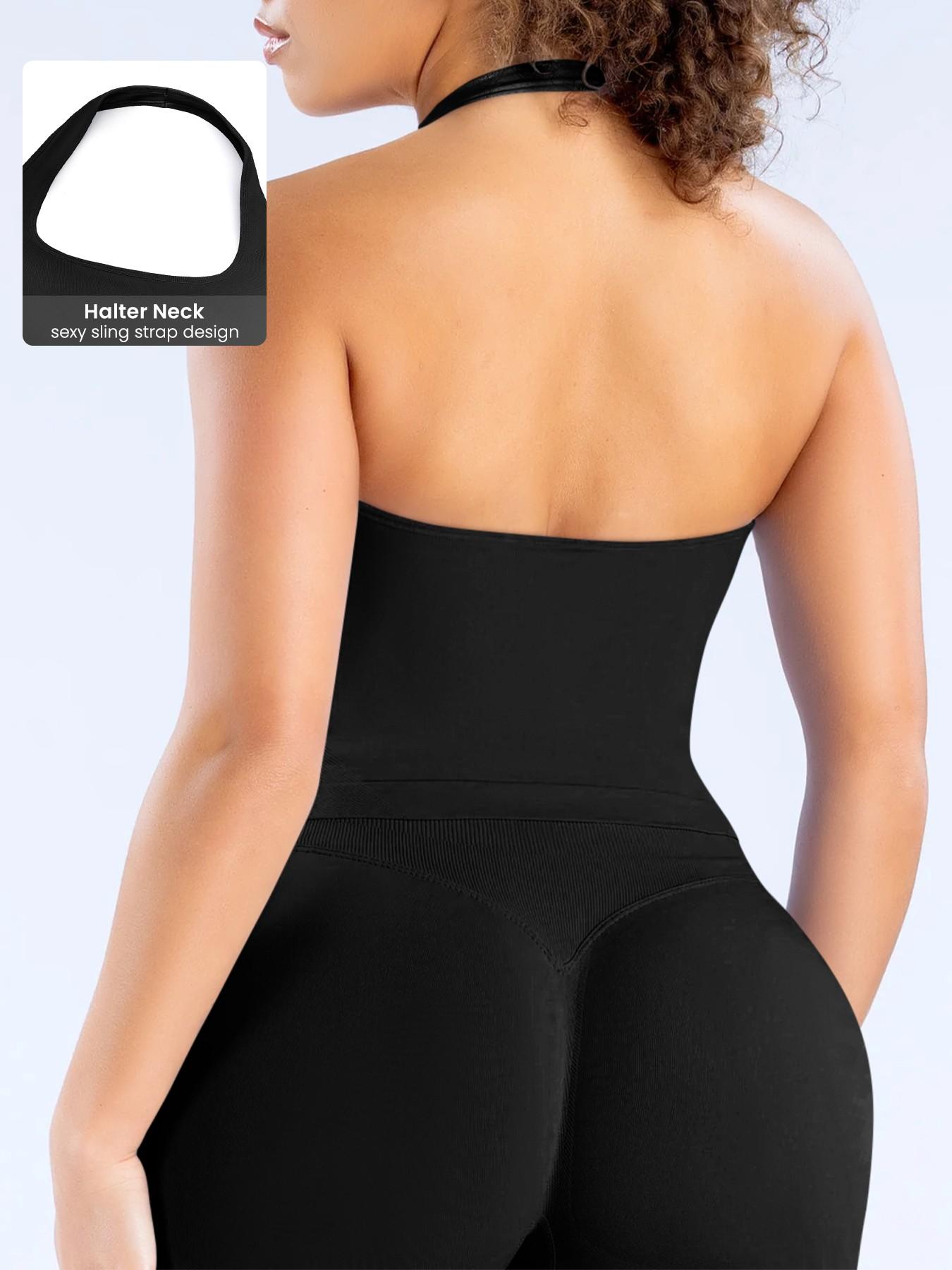 1/2/3/4 Pcs Women's Sleeveless Yoga Halter Neck Tank Top with Removable Pads, Three-Layer Seamless Backless Tank Tops Casual Solid Color Soft All Seasons Wear