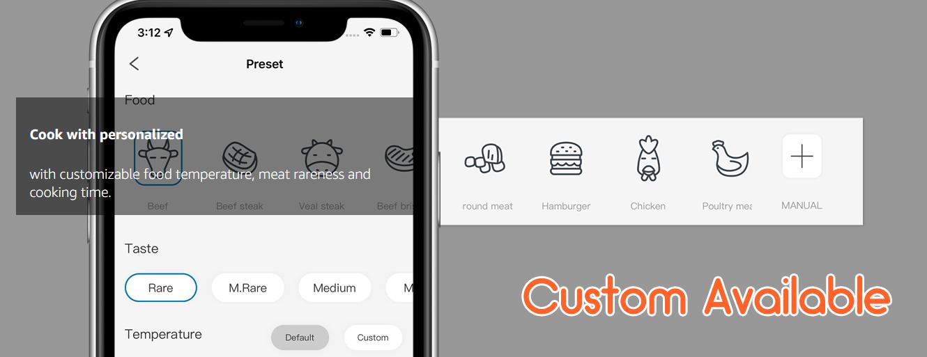 INKBIRD meat probe thermometer, wireless meat thermometer, 4-probe Bluetooth oven intelligent thermometer, suitable for grilling, frying, deep frying, cooking, with APP timer, kitchen utensils