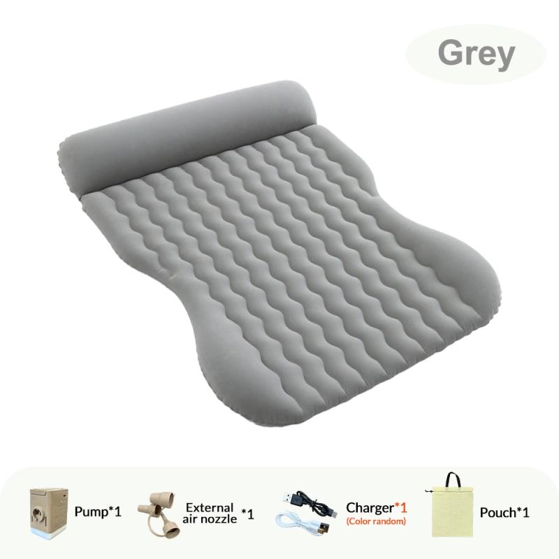 Plush Car Back Seat Inflatable Air Mattress, Portable Airbed, Rear Seat Bed, Free Electric Pump Included, Ideal for Road Trips, Camping, Suv/car Travel, Leak-Proof Thick Air Bed