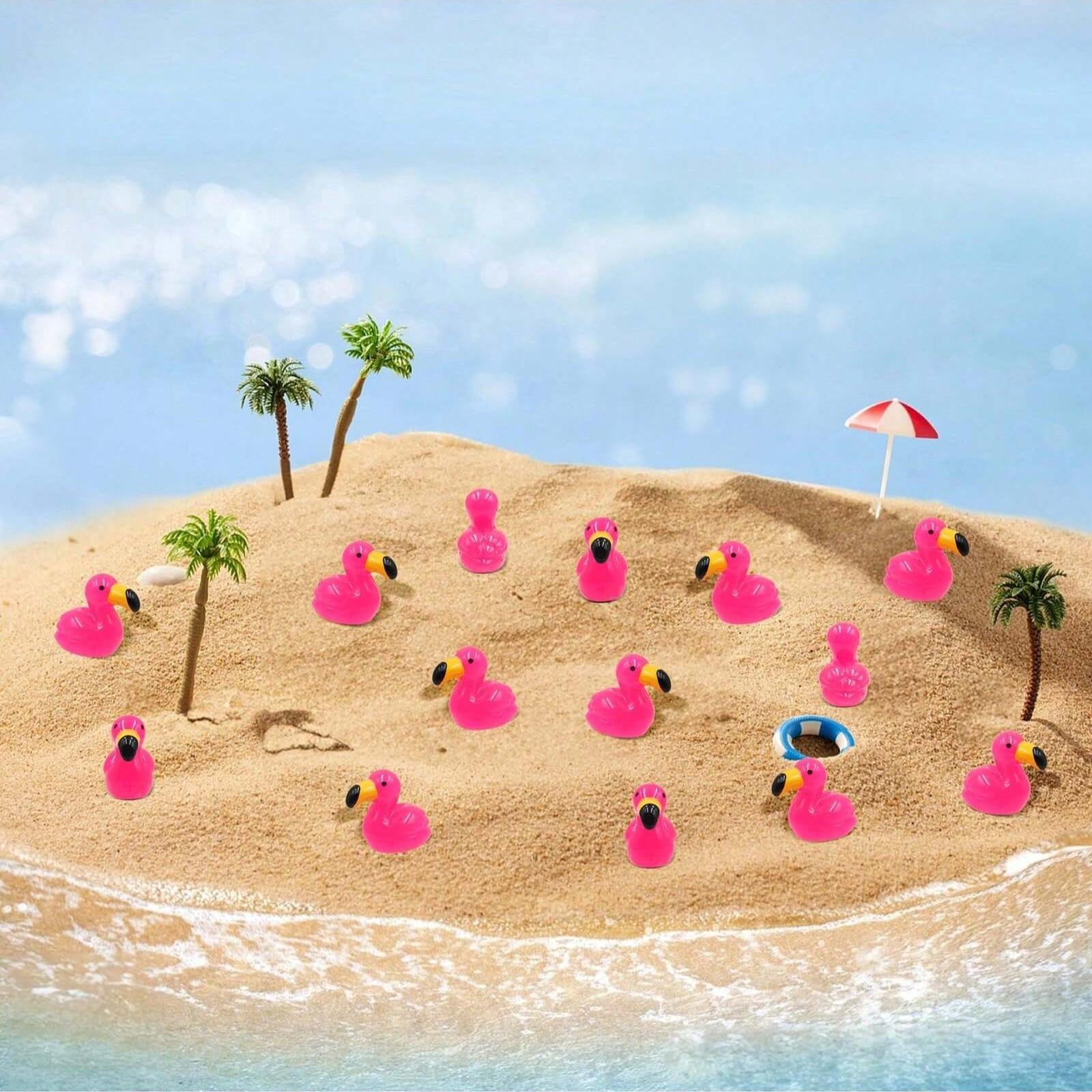 10/50/100 Pcs Mini Resin Flamingo Ducks, Flamingo Tiny Ducks, Cute Flamingo Figurines Ideal For Cake Topper Garden Dollhouse Landscape Aquarium Ornaments Decoration DIY Crafts