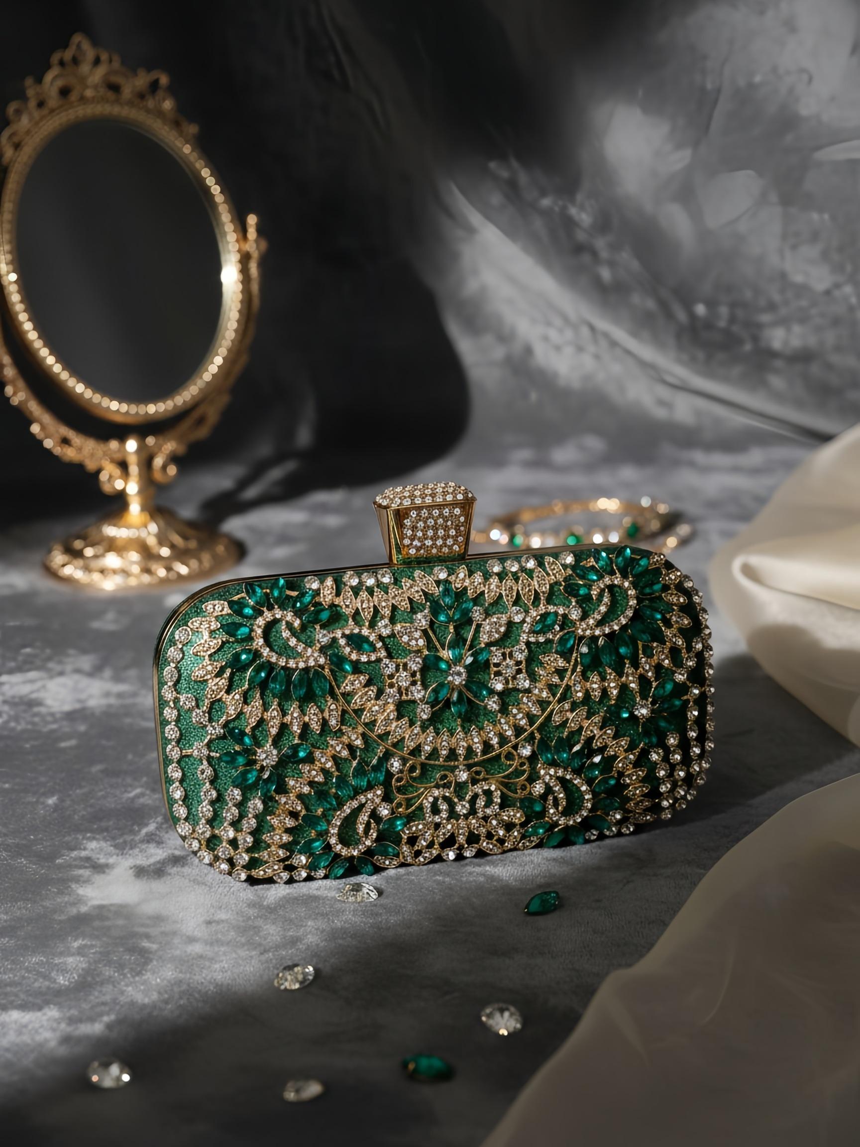 High-End Rhinestone Evening Bag, Fashionable Sparkling Fabric, Embellished Clutch, Versatile Banquet Clutch, Luxurious Handbag for Weddings, Parties, Birthdays