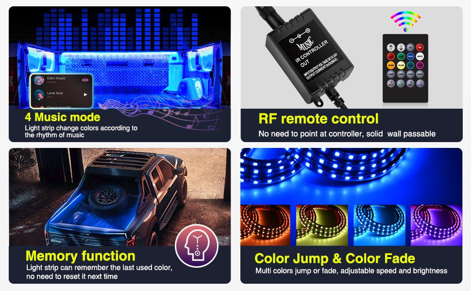Nilight 3PCS 60 Inch RGB Truck Bed Light Strip Kit 270 LED Neon Accent Lights with RF Remote On Off Switch Splitter Extension Cable for Cargo Pickup Truck Camper RV SUV    dealsforyoudays