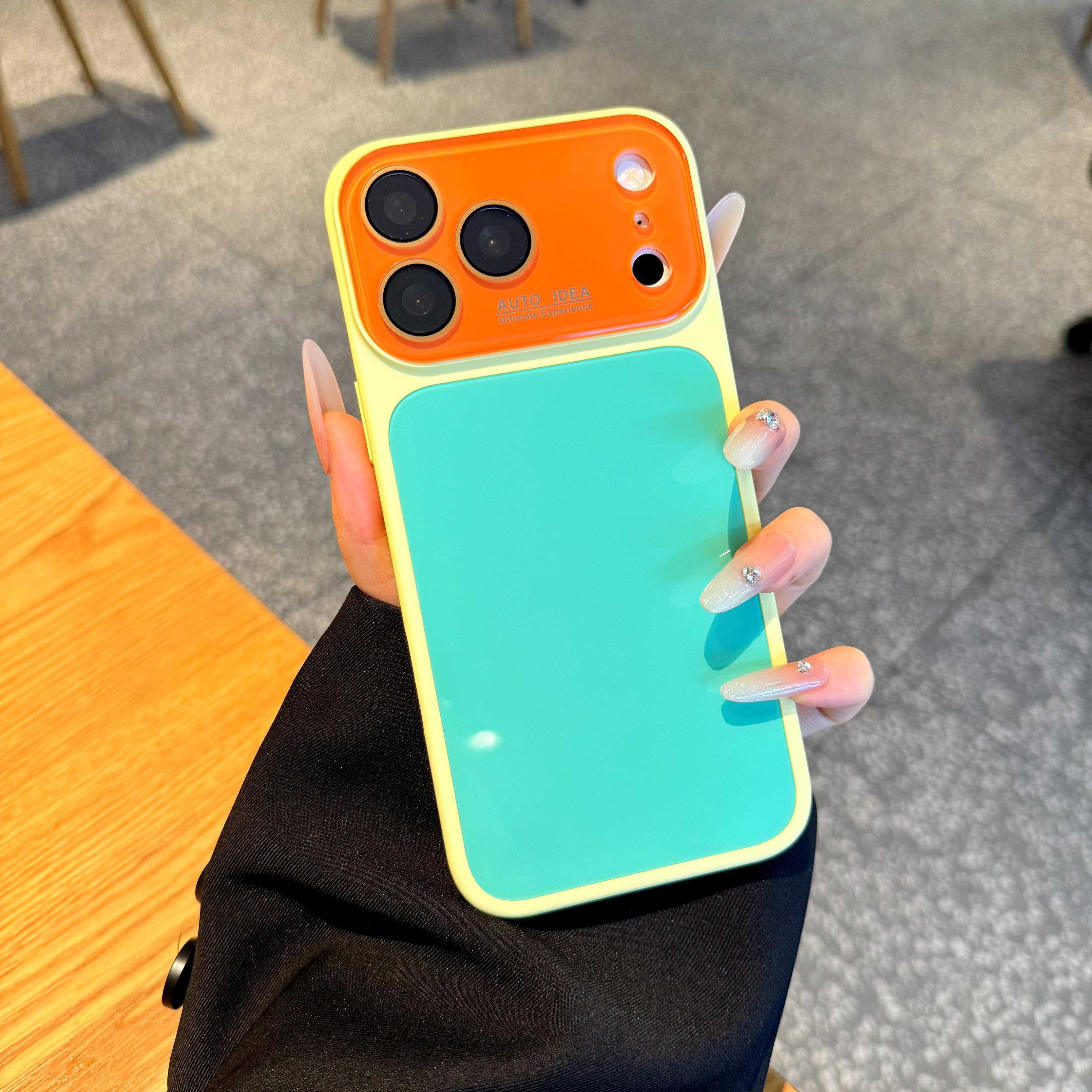 Dopamine Color Block Phone Case for iPhone 17/16/15/14/13 Pro Max - Soft Touch Minimal Aesthetic Shockproof Mobile Phone Accessory, Cute Multi-Color Everyday Protective Cover, Fits iOS iPhone Series, LU7, Accessories
