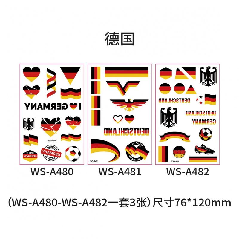 World Cup National Flag Temporary Tattoos, Waterproof Country Flag Fake Tattoos for Soccer Fans, 2026 Football Match Party Favors, Spain/France/Canada/Netherlands/Mexico/Brazil Patterns