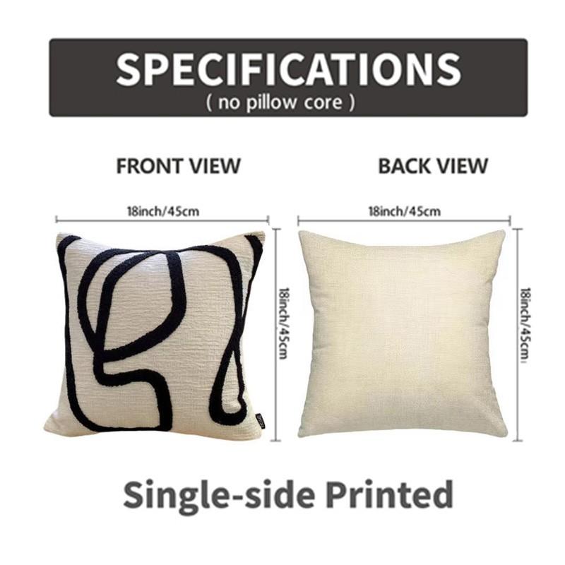 1 piece, Abstract Line Embroidered Cushion Cover | Minimalist Nordic Style Throw Pillow Cover for Sofa & Bedroom. (without pillow core)