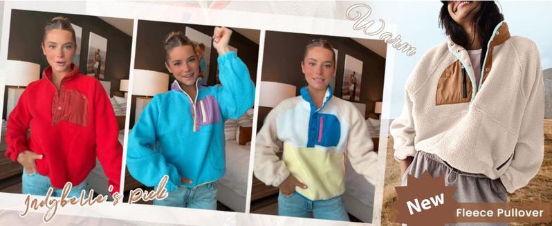 Fleece Pullover Jacket for Women Cropped Fall Winter Fuzzy Sherpa Jacket Sweatshirt Coat 2026 Spring with Pockets Womenswear