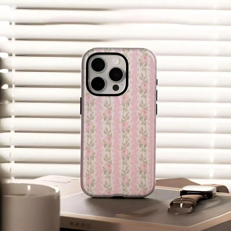 LoveShackFancy Peony Print Polycarbonate-TPU Rubber Wireless Charging Smartphone Case - Durable, Shockproof Protection, Shockproof Cellphone Accessory for iPhone 12,13,14,15,16,17,18 Plus,Pro Max