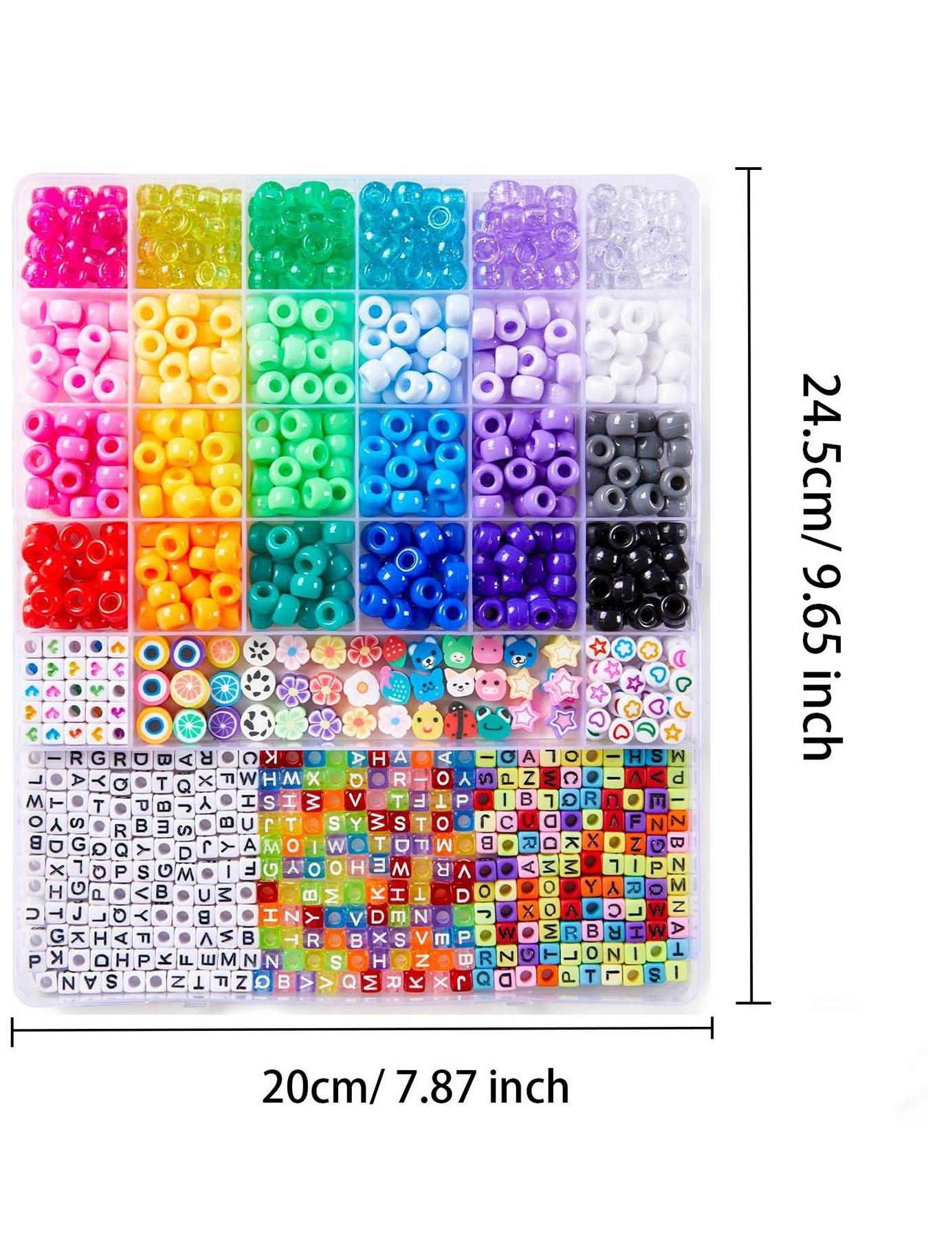 1200 Piece Bracelet Making Kit, 24 Color Pony Rainbow Beads, Elastic Friendship Bracelet Set, DIY Jewelry Craft, Birthday Gift, Keychain Accessory