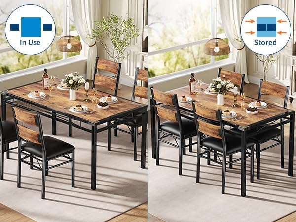 Dining Table Set for 4/2, Dining Room Table Set for 4/2 with Upholstered Chairs, Wood Kitchen Table Chairs Set of 4/2 with Corner Protector for Small Space, Kitchen, Apartment,
