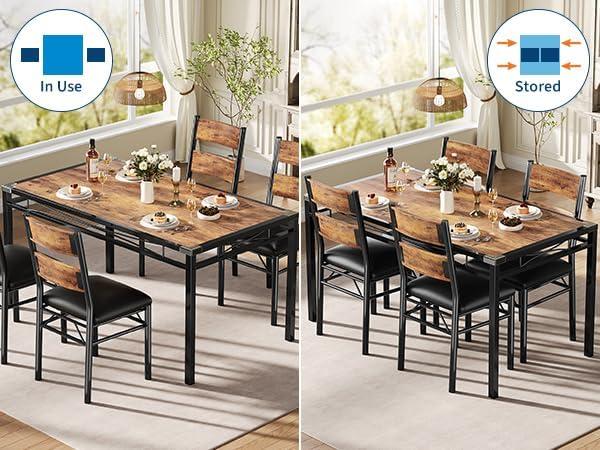 Dining Table Set for 4/2, Dining Room Table Set for 4/2 with Upholstered Chairs, Wood Kitchen Table Chairs Set of 4/2 with Corner Protector for Small Space, Kitchen, Apartment,