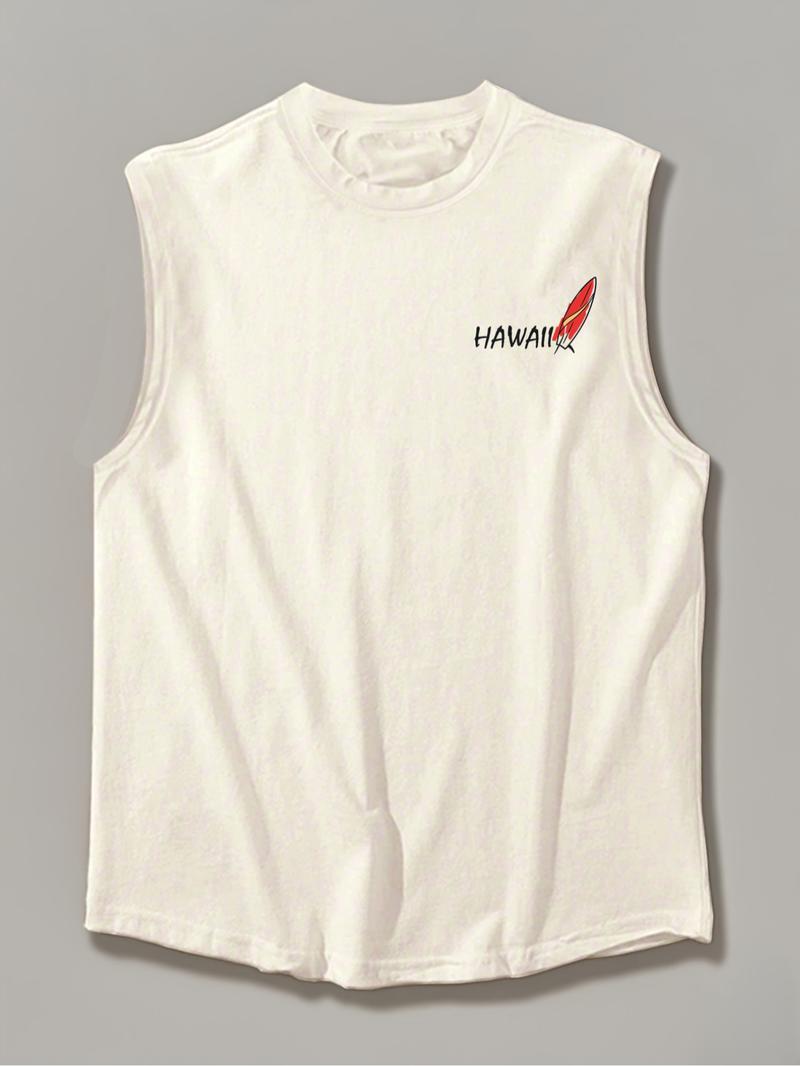 Men's Sleeveless Tank Top HAWAII Hawaiian-Style Coconut Tree & Surf Print Vacation Casual Personalized Vest Men's Sleeveless Tank Top HAWAII Hawaiian-Style Coconut Tree & Surf Print Vacation Casual Personalized Vest