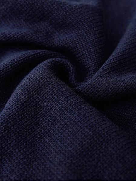 Plus Size Women's Blue V Neck Knit Cardigan Knitwear, Casual Long Sleeve Pullover, Fall & Winter Fashion, Comfortable Plain Design