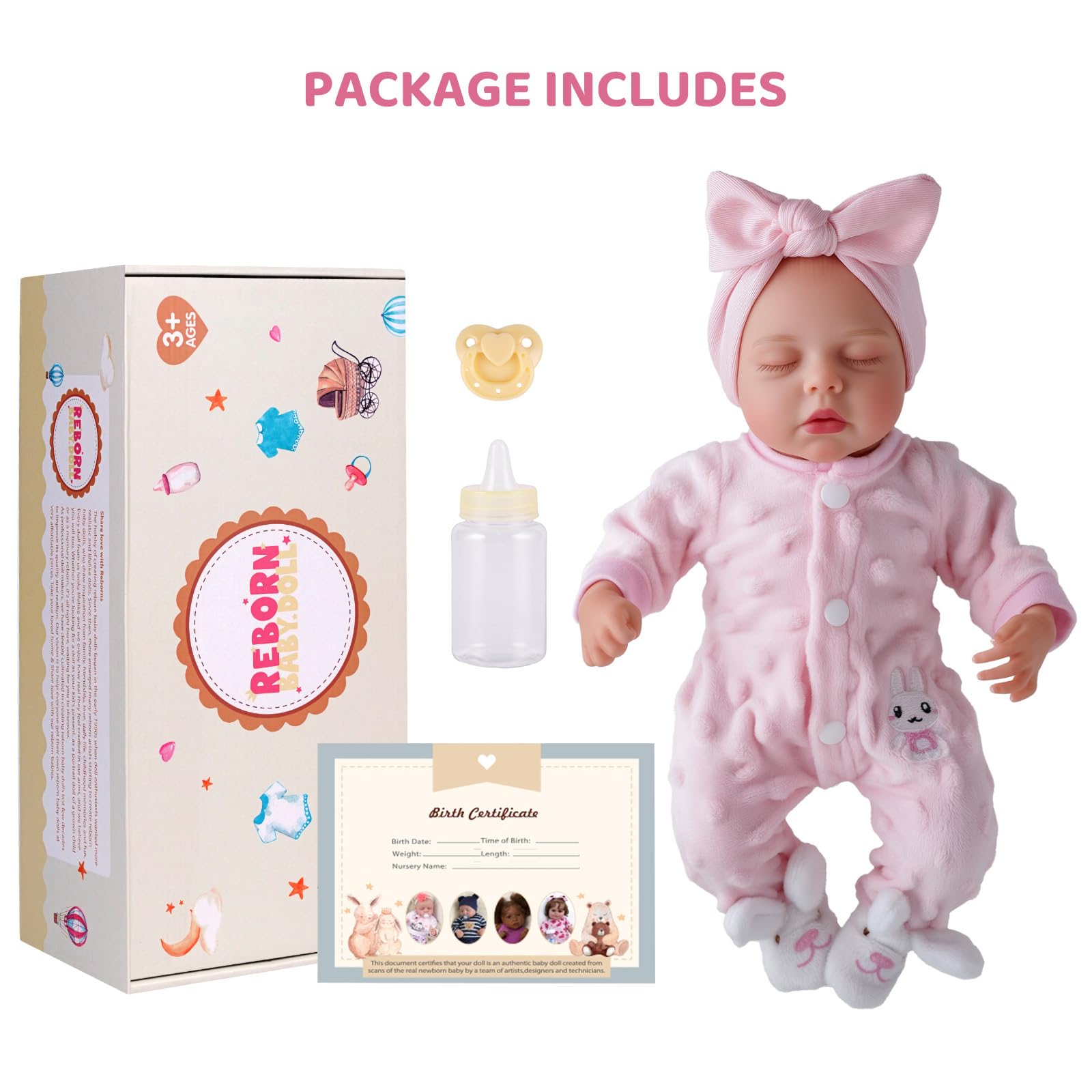BABESIDE Reborn Baby Dolls - 17/20 Inch Cute Soft Vinyl Realistic Baby Doll Girl Poseable Smiling Real Life Rebornbabydoll with Complete Accessories for 3+ Years Old Gifts