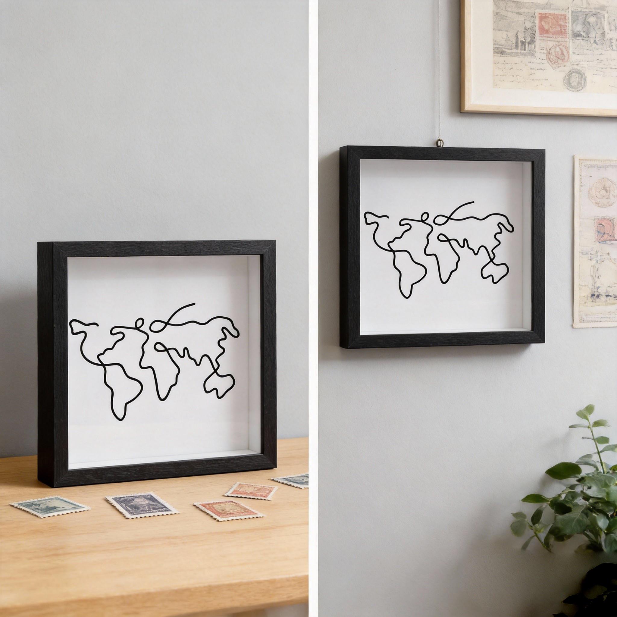 Modern Square Postcard Storage Box, Souvenir Display Case, Home Decor Photo Frame, Travel Memory Keepsake Holder, Home Decoration