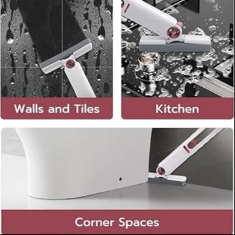 Mini Cleaning Mop Set, 3-Piece Sponge Mop, Dry Wet Dual Use, 2 Sponge Heads, 1 Squeeze Handle, Ideal for Bathroom, Kitchen, Car