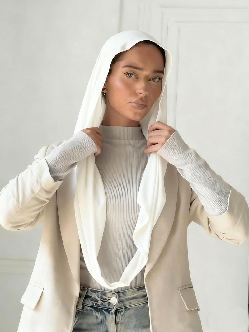 Women's Stretchable Jersey Hijab Scarf, Classic Plain Pattern Design, Soft & Breathable Fabric Suitable for Various Occasions, Turban Hijab