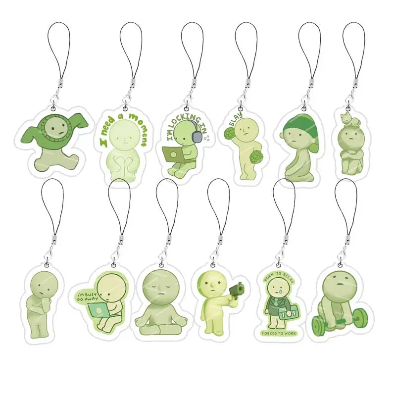 Acrylic Smiski Mobile Phone Charms Smiski Small Pendant Phone Key Chain Key Ring Fans Gift