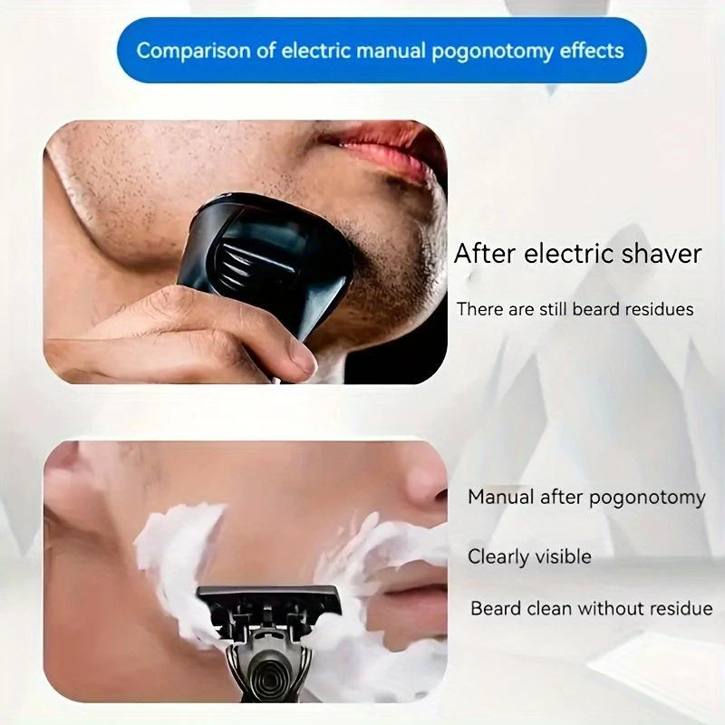 Manual Shaving Razor Set with Blade Holder, Anti-Cut Handle, Professional Sharp Blades, Daily Care Tool for Men, Suitable for All Ages