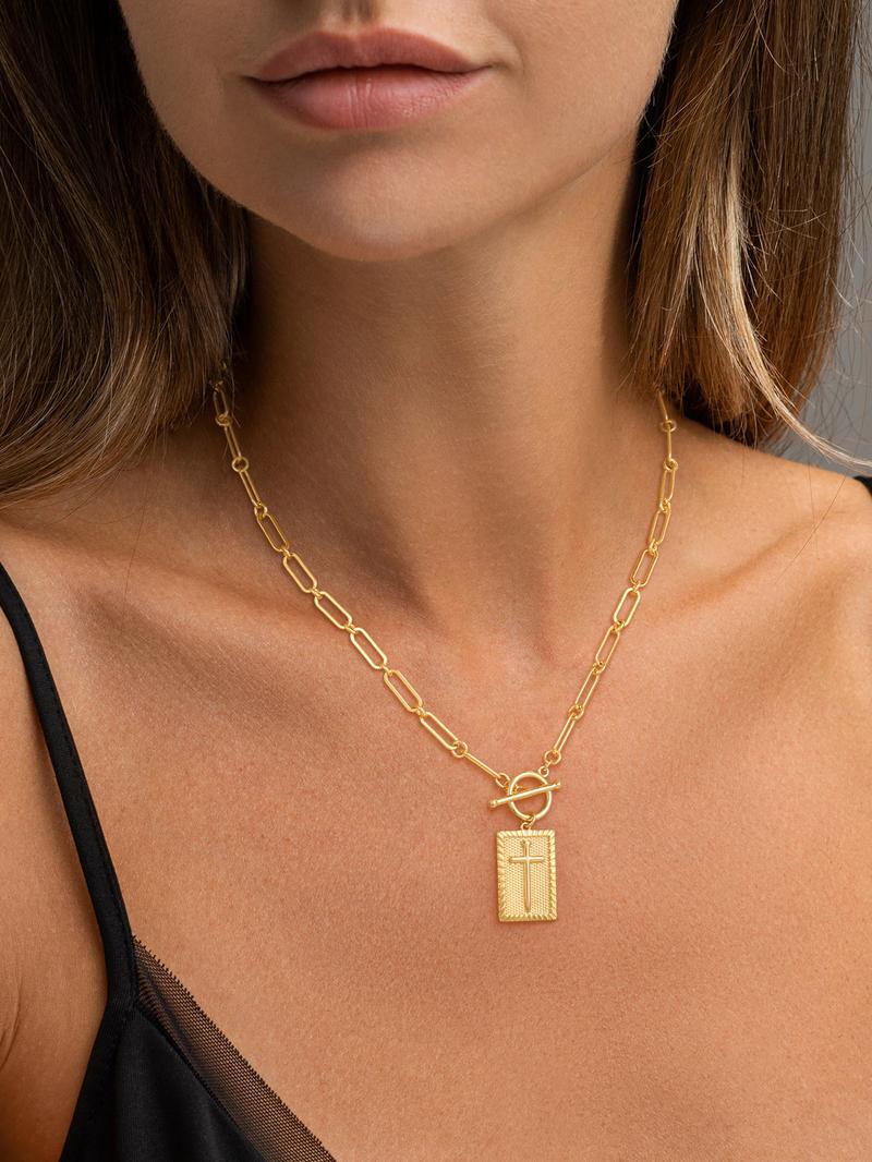 Loyalove&Tewiky Charm Outdoorfun Cross Choker Necklace for Women - Thick Chunky Paperclip Chain, Cuban Link Chain, Hip Hop Fashion Jewelry, Trendy Valentine's Day Gifts