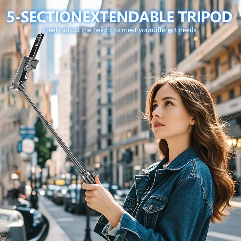 Portable Selfie Stick Tripod, Retractable Phone Tripod with Remote Control, Lightweight Travel Tripod for Video Recording & Photo Taking & Phone Live Streaming