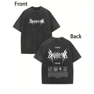 Retro Fashion Brand T‑Shirt, 230G Double‑Sided Washed High‑Quality Wax Printed Cotton T‑Shirt, Special Pattern Printed, Suitable For Summer With A Certain Thickness, Holiday Gift