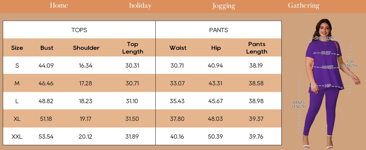 Women Plus Size 2 Piece Outfits Short Sleeve Top and Legging Pant Set Lounge Sets Tracksuit