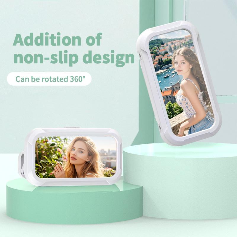 All-round Shower Phone Holder 360° Rotating Fits 4"–7" Phones Wall-mounted for Convenience & Security White Protective Stand Adjustable Viewing Angle Durable Sponge Padding No-Drill Installation