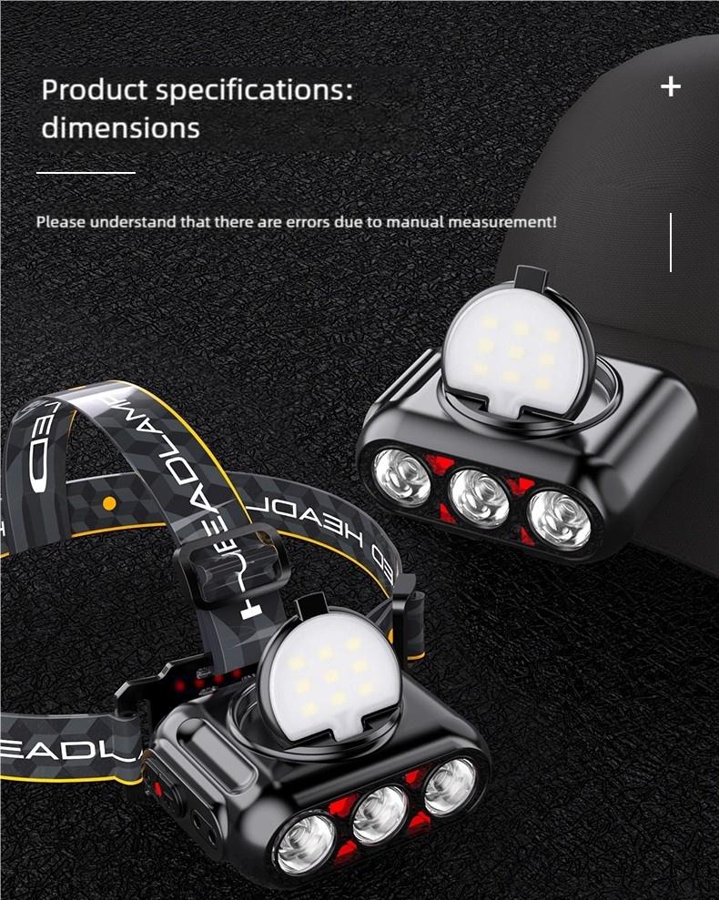 Headlamp Fishing Hat Clip Light Induction Night Fishing Lamp Long Battery Life Headband Illumination Strong Light Rechargeable Super Bright