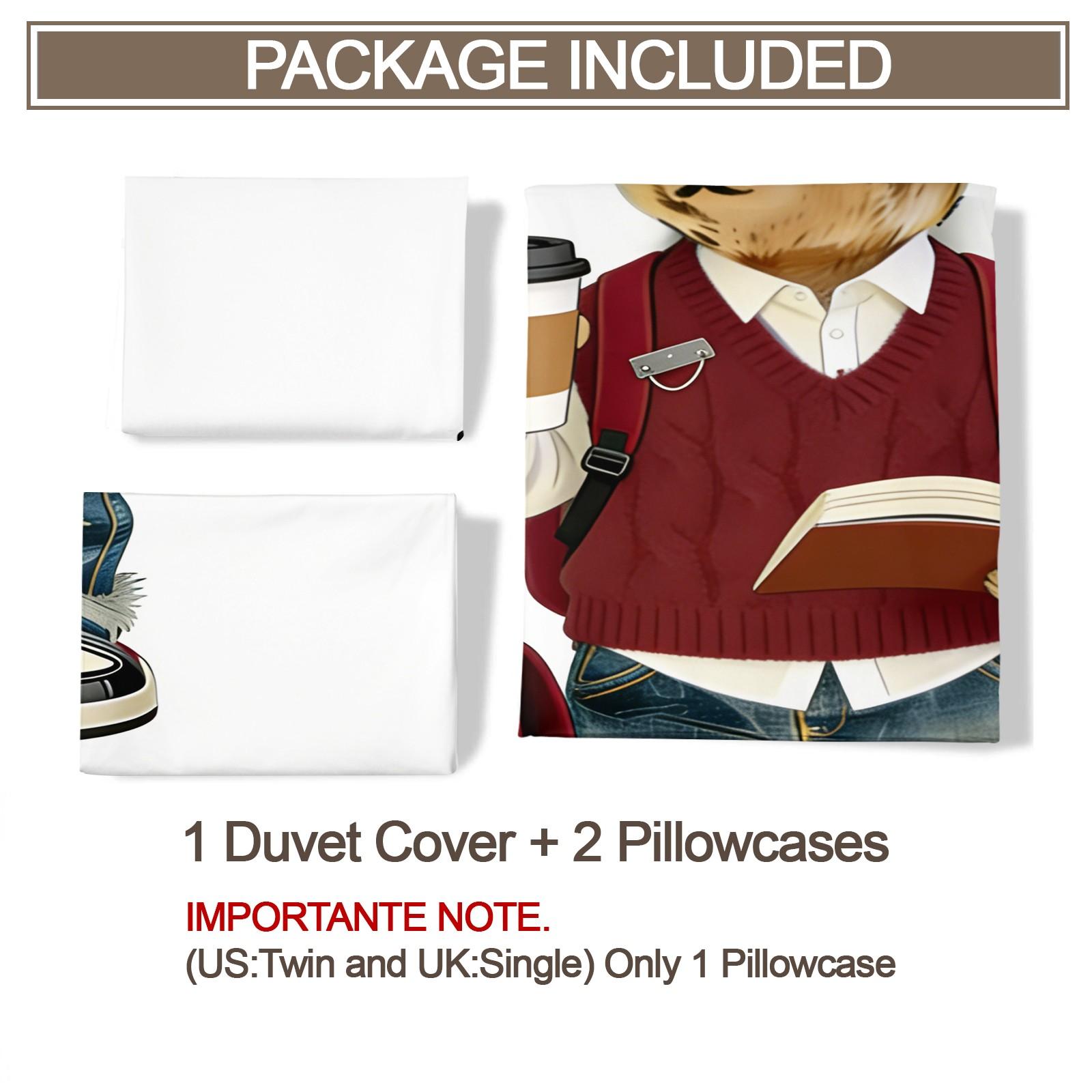 Red sweater bear print duvet cover set, includes 1 duvet cover and 1 or 2 pillowcases, excluding duvet insert and pillow inserts, suitable for bedroom or dormitory bedding sets, ideal for gifting or personal use