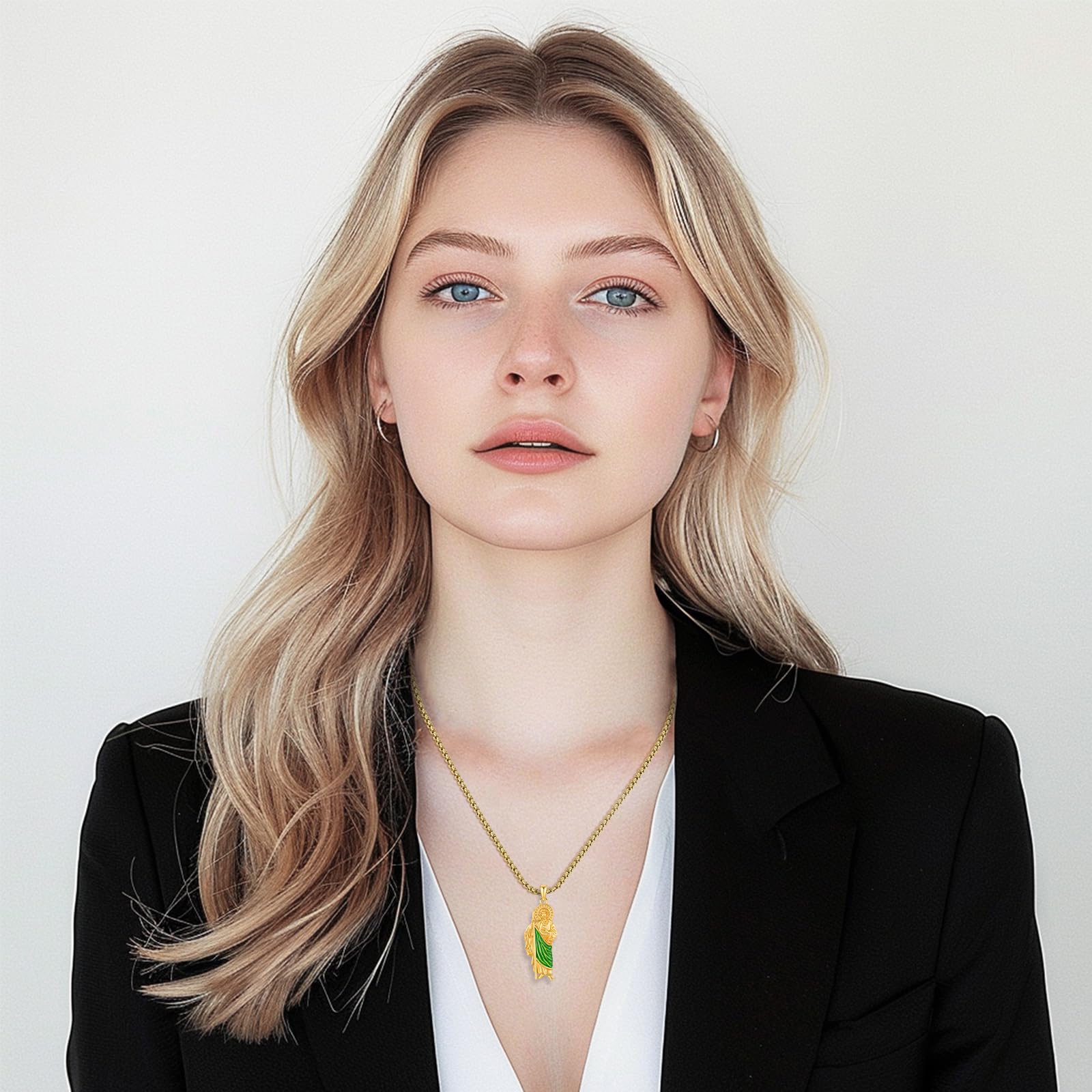 Thanches 925 Sterling Silver San Judas Necklace St. Jude Medal for Men Women Religious Hope Protection comfort Pendant Jewelry Gift