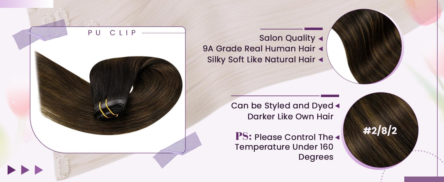 LaaVoo Seamless Clip in Hair Extensions Real Human Hair Invisible PU Weft 7 Counts Outdoorfun TikTokShopBlackFriday