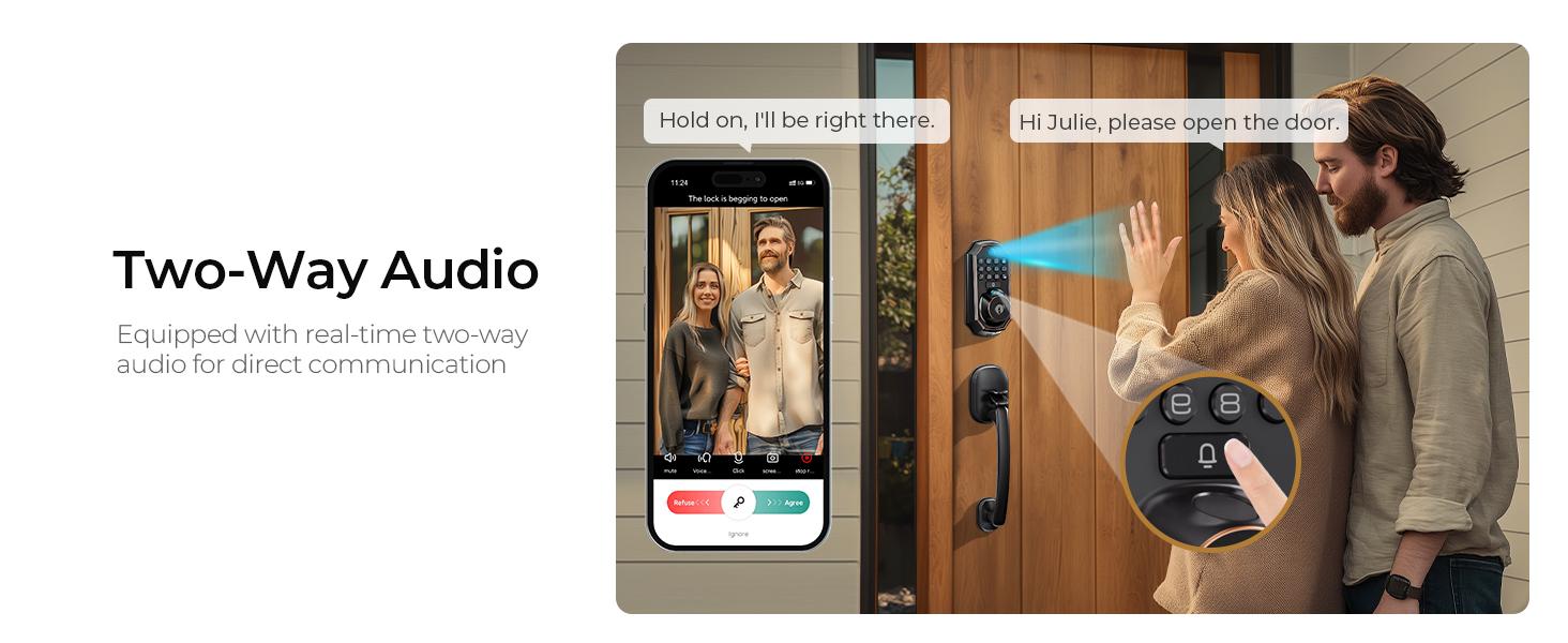 Arpha D289 Keyless Door Lock Deadbolt with Handle Set - WiFi Door Lock with Camera - 5 in 1 Camera+Doorbell+Fingerprint Keyless Entry Door Lock