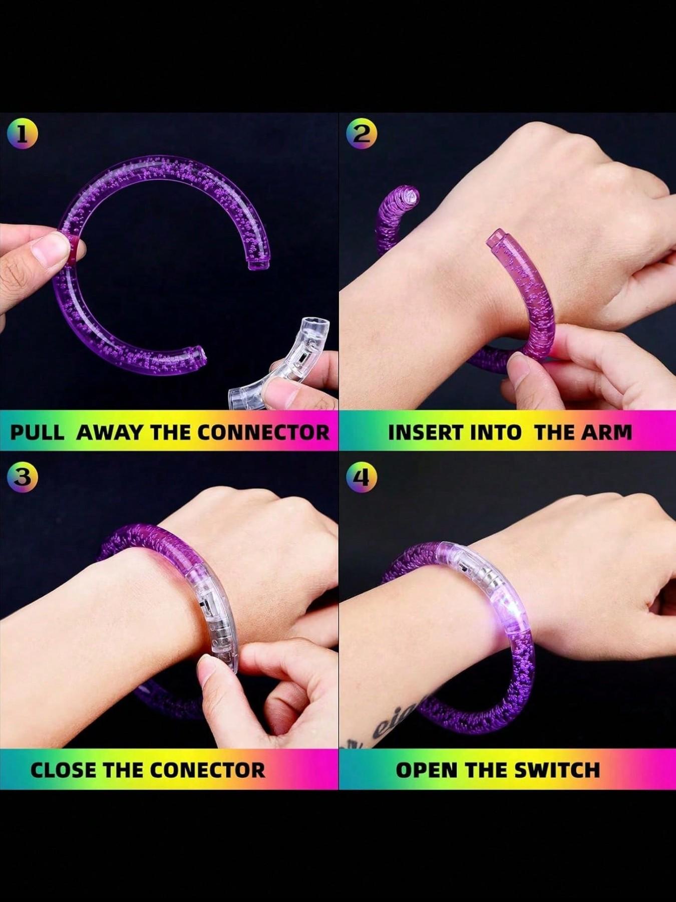 6pcs LED Light Up Bracelets, 6 Color Glow Sticks Bracelets Glow In The Dark Party Supplies, Non Candy Gift For Halloween, Christmas, Birthday Party Favors, Suitable For Birthday, Wedding, Carnival, Party, Concert, Sports Event, Masquerade, Gathering