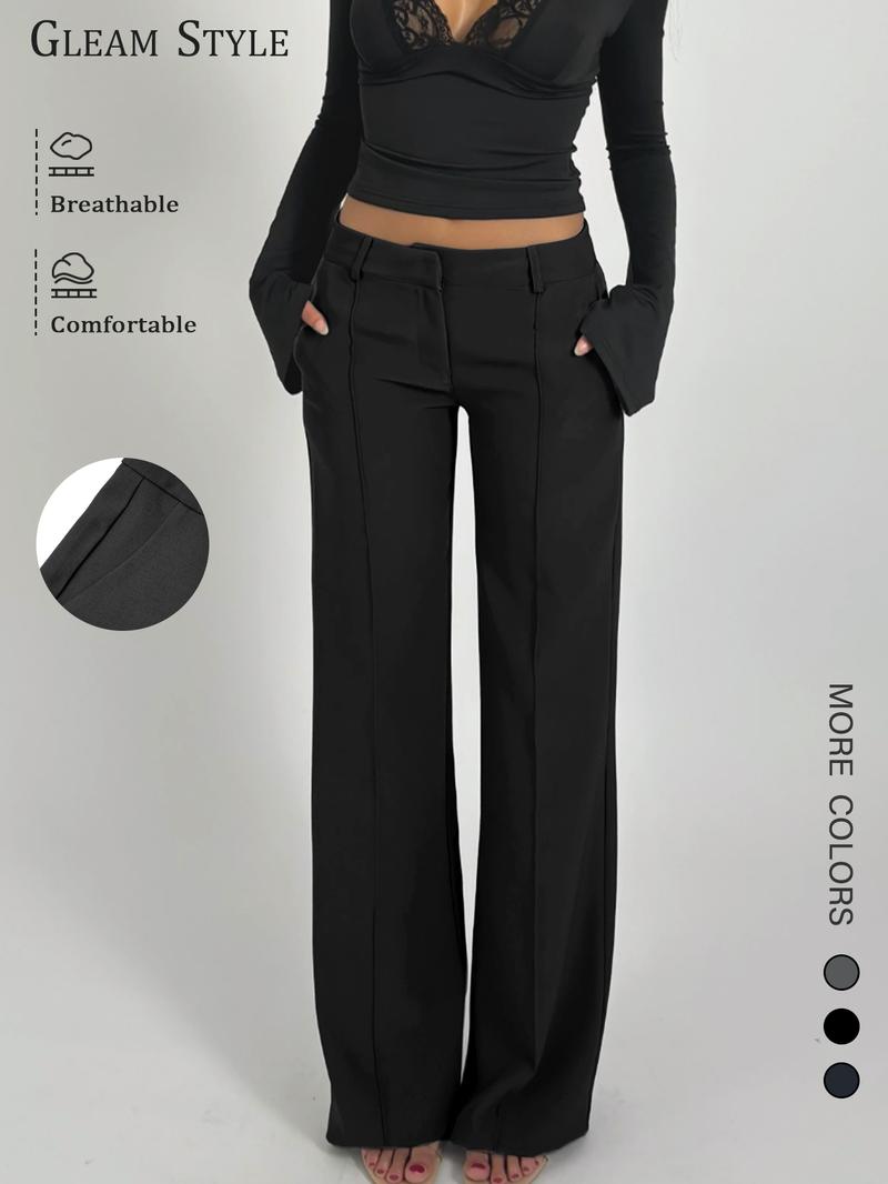 Women's Casual Fashion Suit Pants All Seasons, Plain Woven Fabric, Moderate Thickening, Fitted Style, Spring Wear Women's Casual Fashion Suit Pants All Seasons, Plain Woven Fabric, Moderate Thickening, Fitted Style, Spring Wear