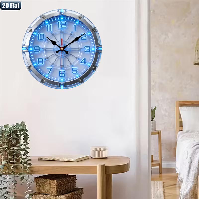 1pc 2D Flat Technology and Mechanical Theme Wall Clock | Silent Decorative Clock, Creative Design, Suitable for Bedrooms, Living Rooms, Offices, 25/30 cm (Without AA Batteries)