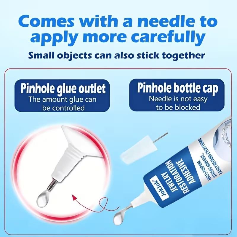 Jewelry Making Glue, Strong Craft Adhesive, Transparent Seamless After Curing, Precision Steel Needle Tip, for Metal, Plastic, Ceramic, Rubber, Jewelry