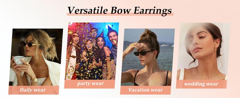 Earrings for Women Trendy Bow Gold Fashion jewelry Hoops Simple Twist Huggie Dainty Cubic Zirconia Jewelry Set