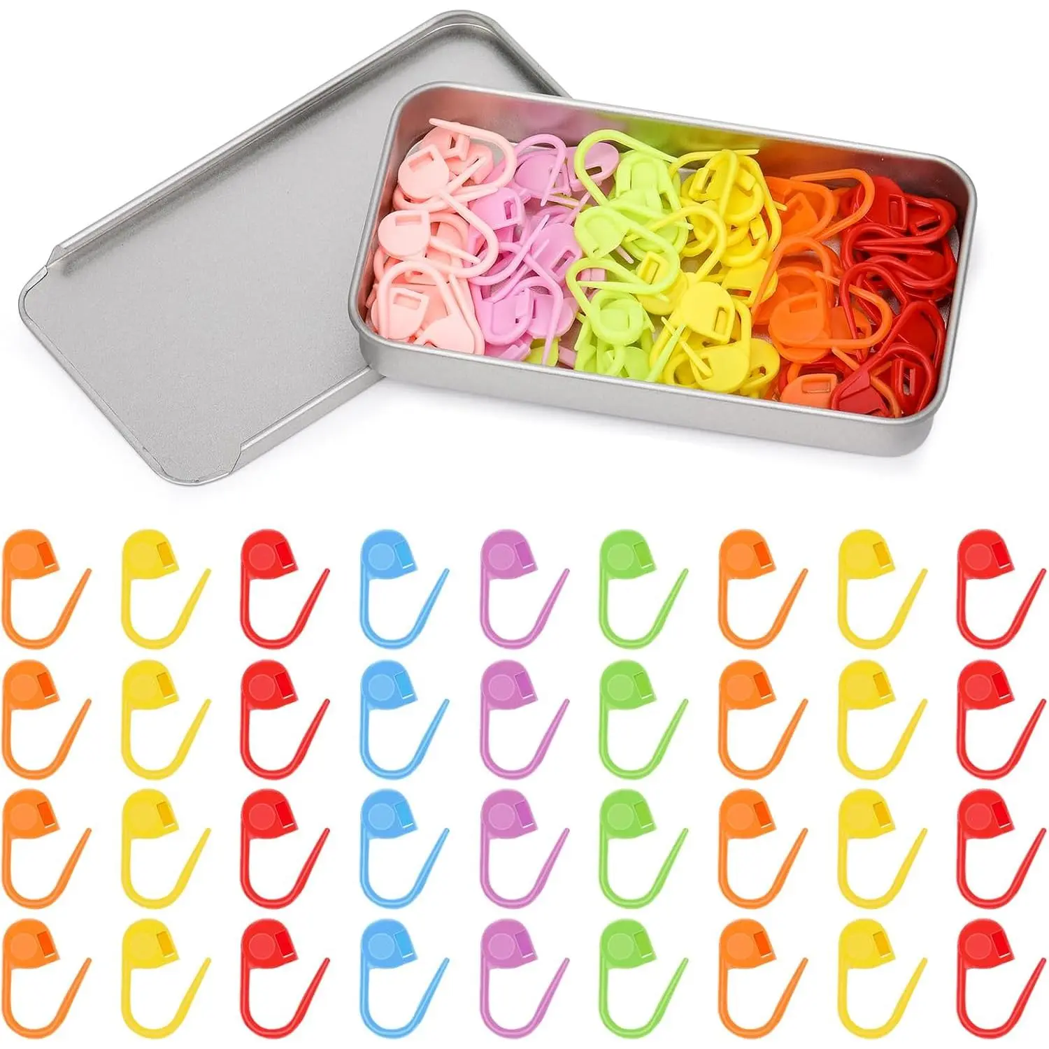 100 count  Markers, Crochet  Markers and Knitting Accessories |  Knitting Marker with Sturdy Metal Storage Box, Practical Tools for Crocheting and Knitting Lovers