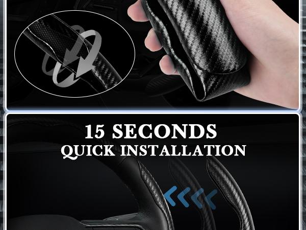 Canvcle Carbon Fiber Steering Wheel Cover Automotive Anti-Slip Steering Wheel Cover for Men/Women - Durable Universal Car Accessory Multicolor